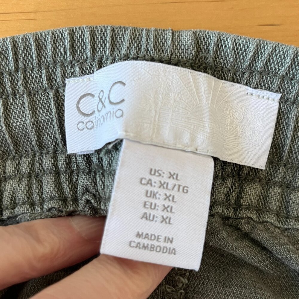 C&C California Sage Green Linen Cargo Jogger XL - Picture 5 of 6